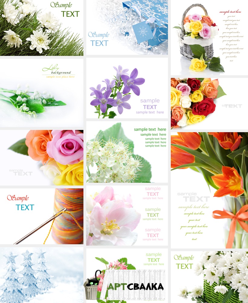 Открытки с цветами и снегом | Postcards with flowers and snow